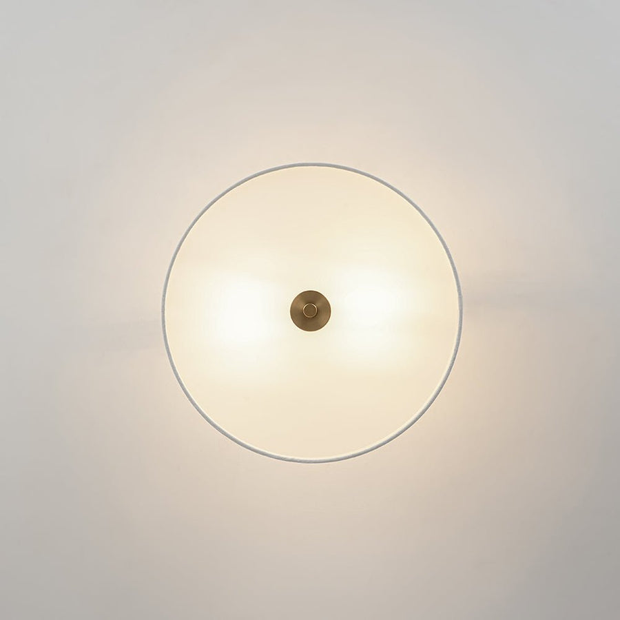 Farmhouze Light - 2 - Light Linen Drum Shade Semi Flush Ceiling Light - Ceiling Light - Brass - 