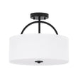 Load image into Gallery viewer, Farmhouze Light - 2 - Light Linen Drum Shade Semi Flush Ceiling Light - Ceiling Light - Brass - 
