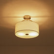 Load image into Gallery viewer, Farmhouze Light - 2 - Light Linen Drum Shade Semi Flush Ceiling Light - Ceiling Light - Nickel - 
