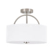 Load image into Gallery viewer, Farmhouze Light - 2 - Light Linen Drum Shade Semi Flush Ceiling Light - Ceiling Light - Nickel - 
