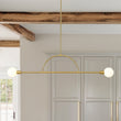 Load image into Gallery viewer, Farmhouze Light-2-Light Simple Linear Opal Glass Globe Island Chandelier-Chandelier-Brass-
