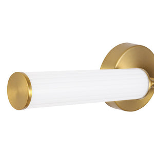 Farmhouze Light - 2 - Light White Reeded Glass Up Down Vanity Wall Lamp - Wall Sconce - Brass - 