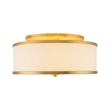 Load image into Gallery viewer, Farmhouze Light-20" Mid-Century Brass White Fabric Round Drum Ceiling Light-Ceiling Light-Brass-
