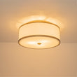 Load image into Gallery viewer, Farmhouze Light-20" Mid-Century Brass White Fabric Round Drum Ceiling Light-Ceiling Light-Brass-
