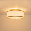 Load image into Gallery viewer, Farmhouze Light-20" Mid-Century Brass White Fabric Round Drum Ceiling Light-Ceiling Light-Brass-
