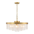 Load image into Gallery viewer, Farmhouze Light-23.6in Mid-Century Layered Textured Glass Round Ceiling Light-Chandelier-Brass-
