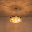 Load image into Gallery viewer, Farmhouze Light-23.6in Mid-Century Layered Textured Glass Round Ceiling Light-Chandelier-Brass-
