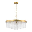 Load image into Gallery viewer, Farmhouze Light-23.6in Mid-Century Layered Textured Glass Round Ceiling Light-Chandelier-Brass-
