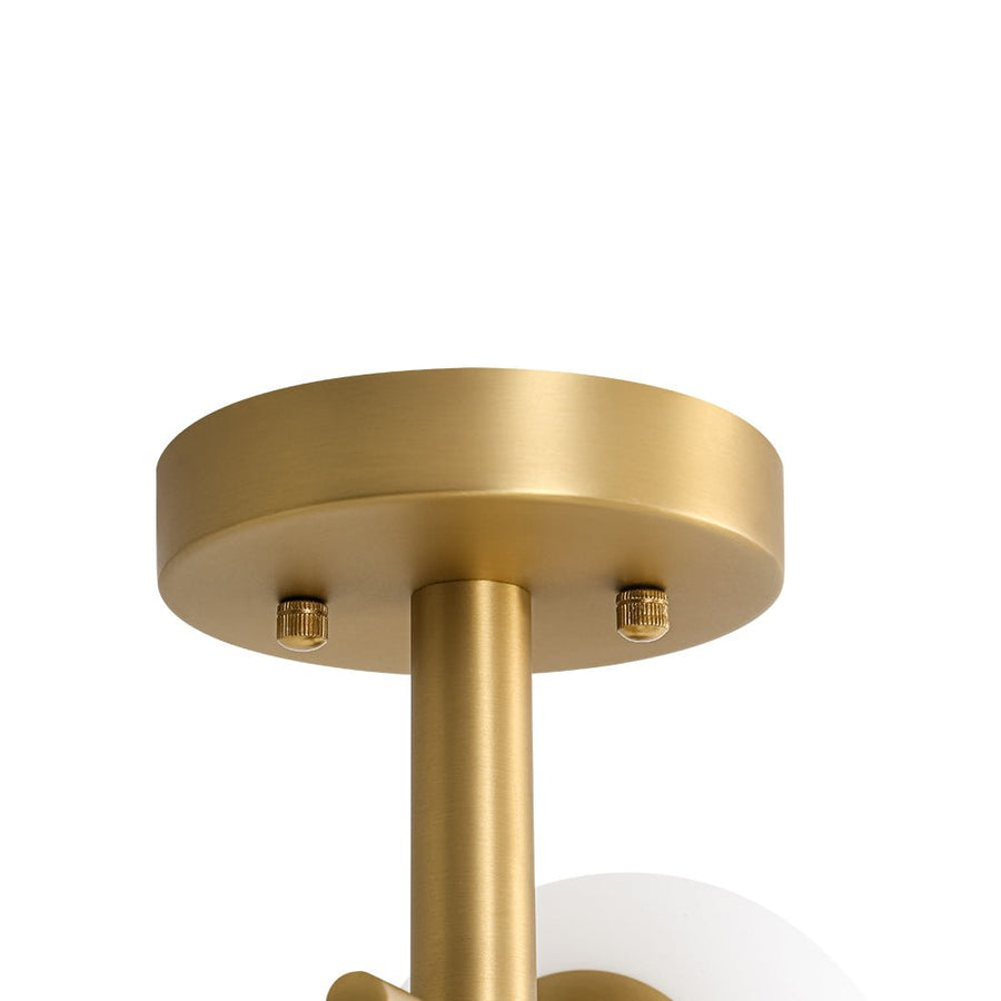 Farmhouze Light - 3 - Light Brass Opal Glass Globe Tiered Semi Flush Mount - Ceiling Light - 19.7 in - 