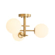 Load image into Gallery viewer, Farmhouze Light - 3 - Light Brass Opal Glass Globe Tiered Semi Flush Mount - Ceiling Light - 19.7 in - 
