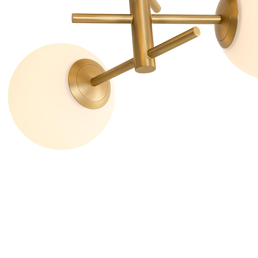 Farmhouze Light - 3 - Light Brass Opal Glass Globe Tiered Semi Flush Mount - Ceiling Light - 19.7 in - 