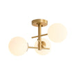 Load image into Gallery viewer, Farmhouze Light - 3 - Light Brass Opal Glass Globe Tiered Semi Flush Mount - Ceiling Light - 19.7 in - 
