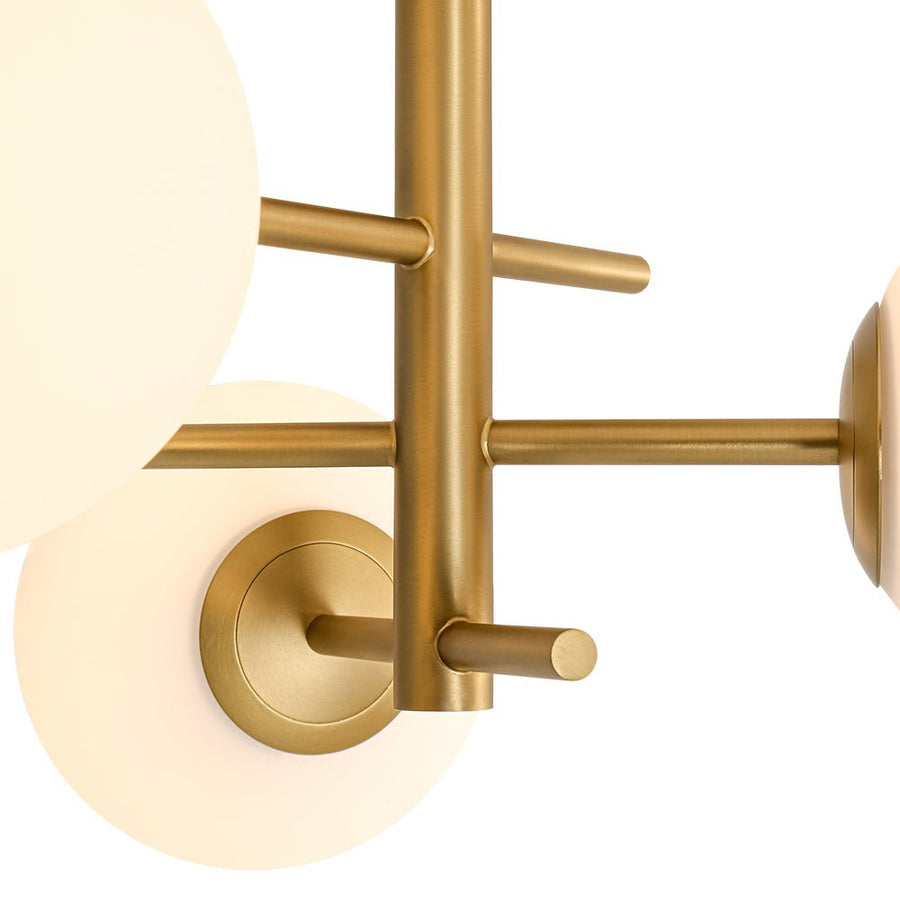 Farmhouze Light - 3 - Light Brass Opal Glass Globe Tiered Semi Flush Mount - Ceiling Light - 19.7 in - 