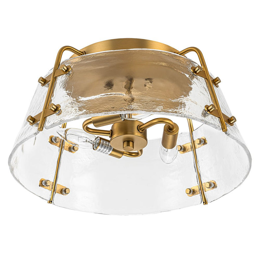 Farmhouze Light-3-Light Brass Water Glass Round Semi Flush Mount-Ceiling Light-Brass-