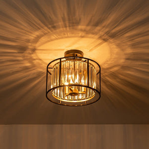 Farmhouze Light-3-Light Crystal Shade Drum Semi Flush Mount-Ceiling Light-3-Light-