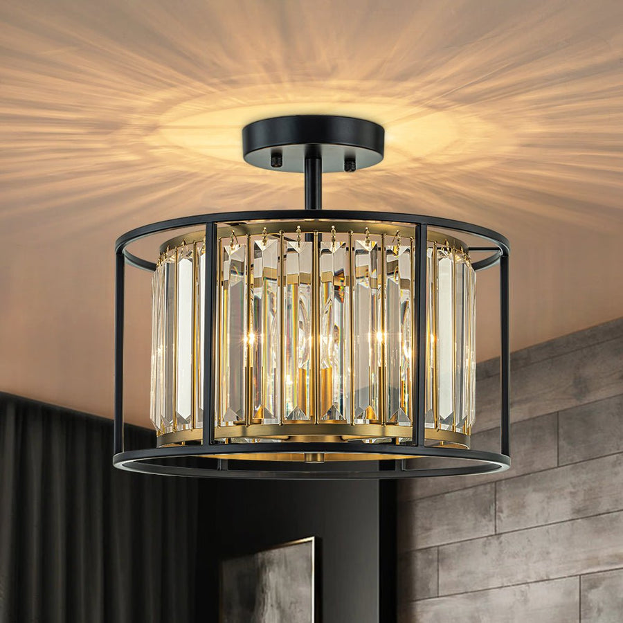 Modern Drum Shade Pendant Light – Flush Or Hanging LED Compatible Ceiling Fixture