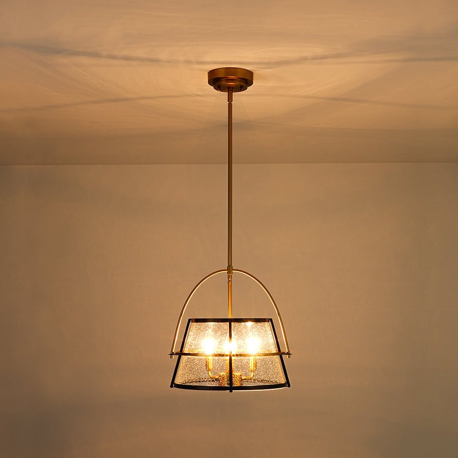 Farmhouze Light - 3 - Light Drum Seeded Glass Lantern Ceiling Light - Ceiling Light - 3 - Light - 
