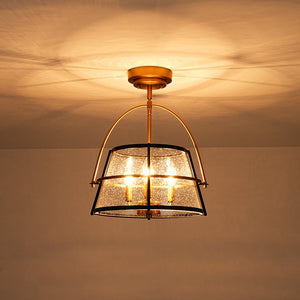 Farmhouze Light - 3 - Light Drum Seeded Glass Lantern Ceiling Light - Ceiling Light - 3 - Light - 