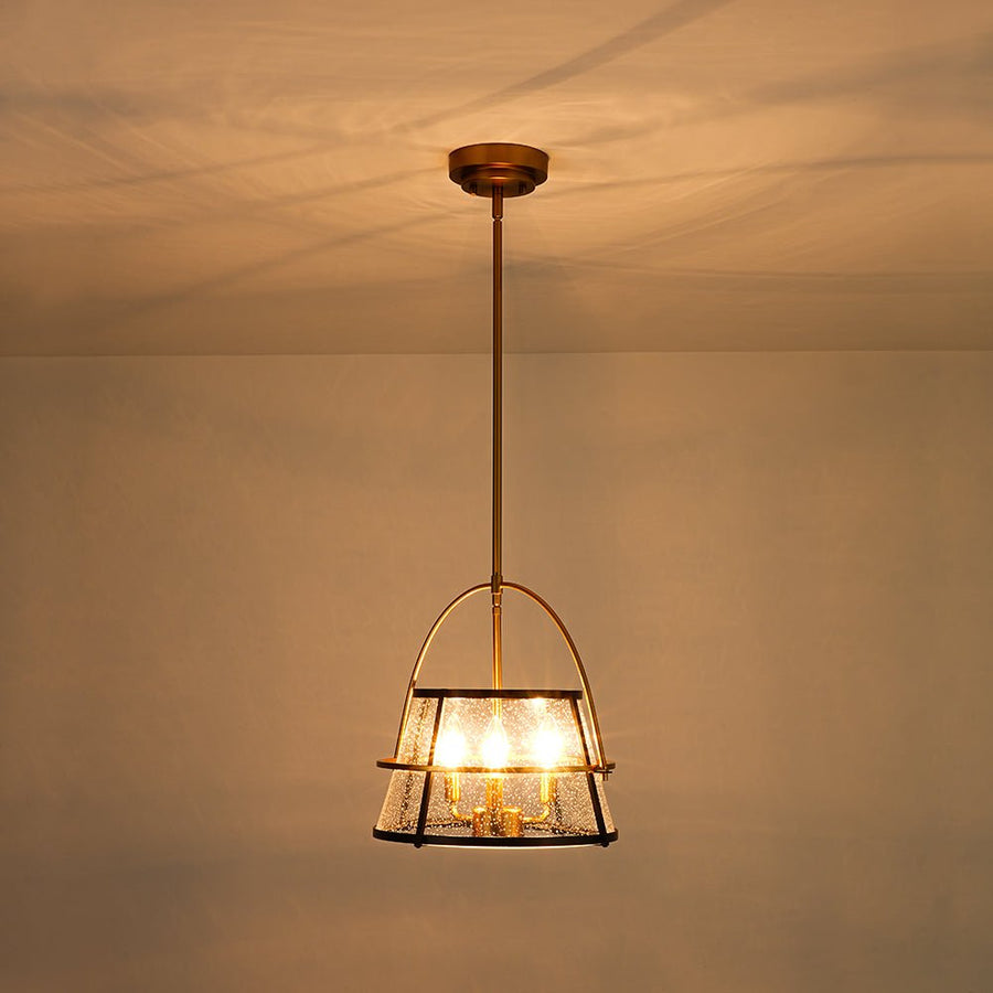 Farmhouze Light - 3 - Light Drum Seeded Glass Lantern Ceiling Light - Ceiling Light - 3 - Light - 