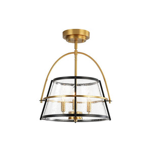 Farmhouze Light - 3 - Light Drum Seeded Glass Lantern Ceiling Light - Ceiling Light - 3 - Light - 