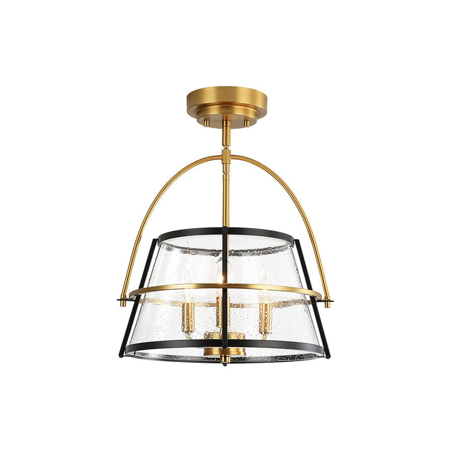 Farmhouze Light - 3 - Light Drum Seeded Glass Lantern Ceiling Light - Ceiling Light - 3 - Light - 