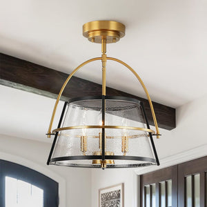Farmhouze Light - 3 - Light Drum Seeded Glass Lantern Ceiling Light - Ceiling Light - 3 - Light - 
