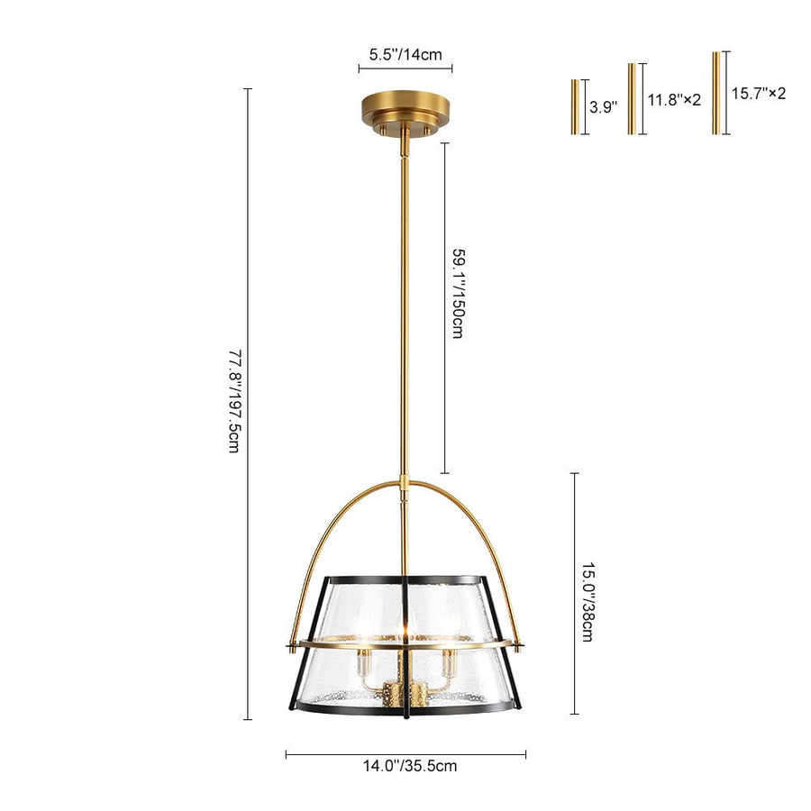 Farmhouze Light - 3 - Light Drum Seeded Glass Lantern Ceiling Light - Ceiling Light - 3 - Light - 