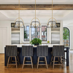 Farmhouze Light - 3 - Light Drum Seeded Glass Lantern Ceiling Light - Ceiling Light - 3 - Light - 