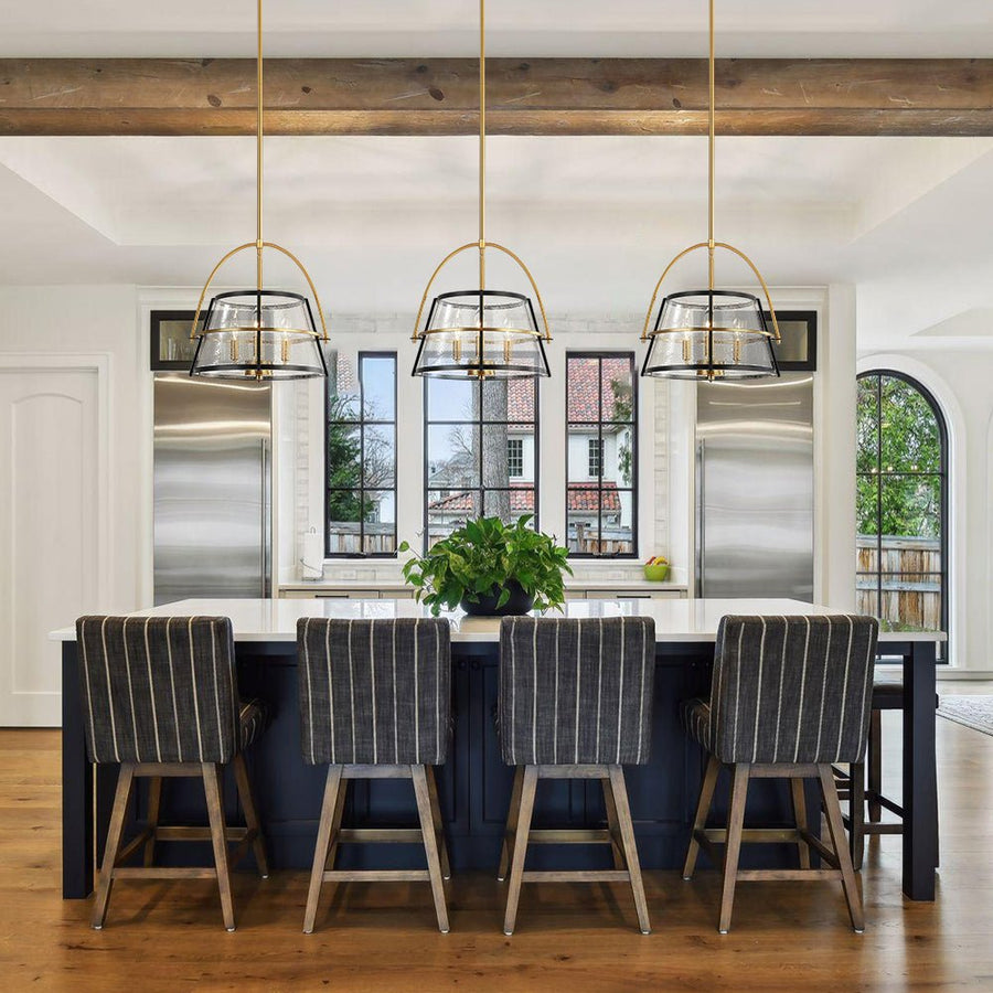 Farmhouze Light - 3 - Light Drum Seeded Glass Lantern Ceiling Light - Ceiling Light - 3 - Light - 