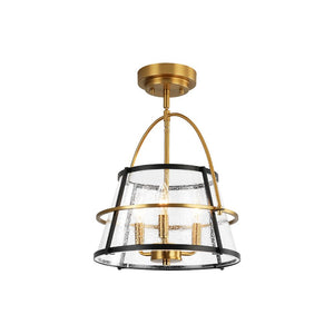 Farmhouze Light - 3 - Light Drum Seeded Glass Lantern Ceiling Light - Ceiling Light - 3 - Light - 