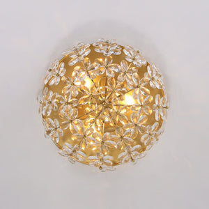 Farmhouze Light - 3 - Light Glam Gold Sparkle Crystal Flower Flush Mount Light - Chandelier - Brass - 