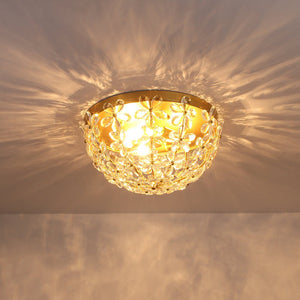 Farmhouze Light - 3 - Light Glam Gold Sparkle Crystal Flower Flush Mount Light - Chandelier - Brass - 