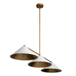 Farmhouze Light - 3 - Light Scandinavian Cone Black Gold Island Chandelier - Chandelier - White+Gold - 