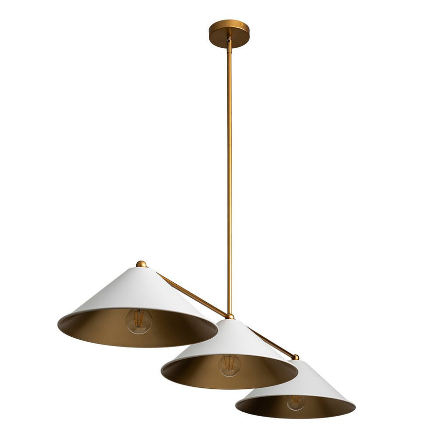 Farmhouze Light - 3 - Light Scandinavian Cone Black Gold Island Chandelier - Chandelier - White+Gold - 