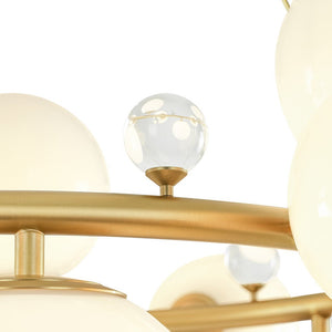 Farmhouze Light - 33.2” Modern Milky Glass Globe Wagon Wheel Chandelier - Chandelier - Brass - 
