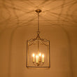 Load image into Gallery viewer, Farmhouze Light - 4 - Light Antique Brass Candle Style Metal Lantern Pendant - Chandelier - 4 - Light - 
