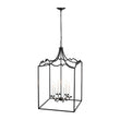 Load image into Gallery viewer, Farmhouze Light-4-Light Antique Brass Candle Style Metal Lantern Pendant-Chandelier-6-Light/Black-
