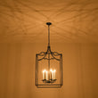 Load image into Gallery viewer, Farmhouze Light-4-Light Antique Brass Candle Style Metal Lantern Pendant-Chandelier-6-Light/Black-
