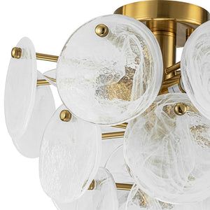 Farmhouze Light - 4 - Light Layer White Textured Glass Semi Flush Ceiling Light - Ceiling Light - Brass - 