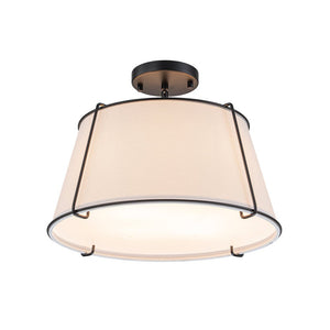 Farmhouze Light - 4 - Light Linen Drum Semi Flush Ceiling Light - Ceiling Light - Black - 