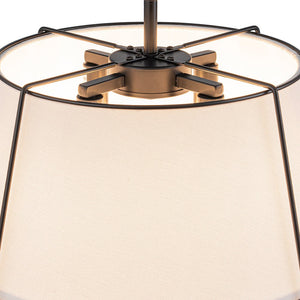 Farmhouze Light - 4 - Light Linen Drum Semi Flush Ceiling Light - Ceiling Light - Black - 