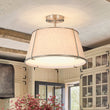 Load image into Gallery viewer, Farmhouze Light - 4 - Light Linen Drum Semi Flush Ceiling Light - Ceiling Light - Nickel/Ivory Linen - 
