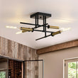 Load image into Gallery viewer, Farmhouze Light - 4 - Light Tiered Linear Sputnik Semi Flush Ceiling Light - Ceiling Light - Black+Gold - 
