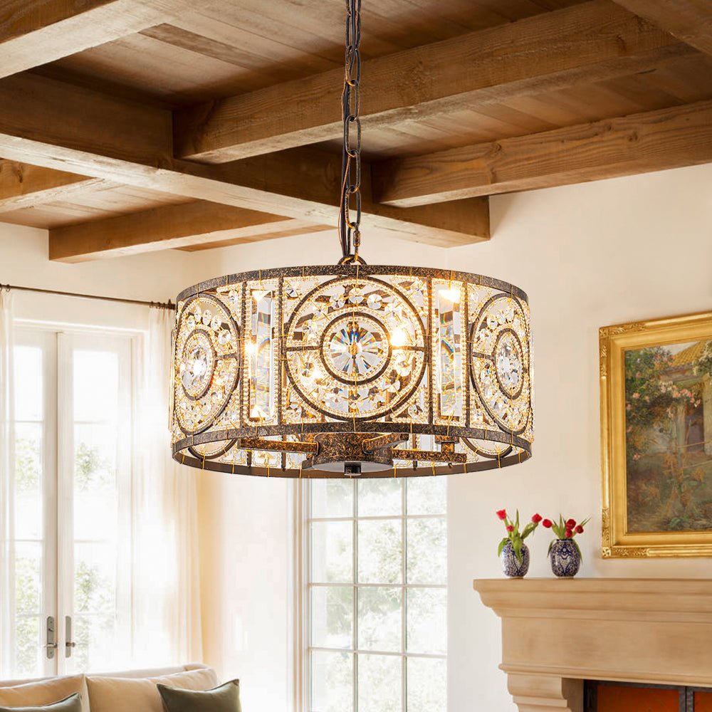 4-Light Gold Lantern store Pendant Light Chandelier