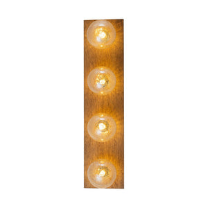 Farmhouze Light - 4 - light Vintage Wood Amber Glass Globe Vanity Light - Wall Sconce - 22.8 in - 