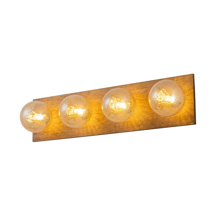 Farmhouze Light - 4 - light Vintage Wood Amber Glass Globe Vanity Light - Wall Sconce - 22.8 in - 