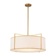 Load image into Gallery viewer, Farmhouze Light - 4 - Light White Fabric Wide Round Drum Lantern Pendant - Chandelier - Brass - 
