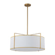 Load image into Gallery viewer, Farmhouze Light - 4 - Light White Fabric Wide Round Drum Lantern Pendant - Chandelier - Brass - 
