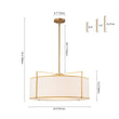 Load image into Gallery viewer, Farmhouze Light - 4 - Light White Fabric Wide Round Drum Lantern Pendant - Chandelier - Brass - 
