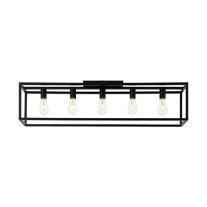 Farmhouze Light - 5 - Light Black Rectangular Cage Flush Mount Ceiling Light - Ceiling Light - 5 Bulbs - 